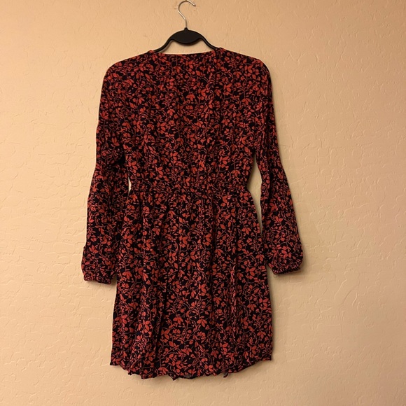 LOFT Petites Black & Burnt Sienna Leaf Print Mini Dress/Tunic Top - Picture 12 of 15